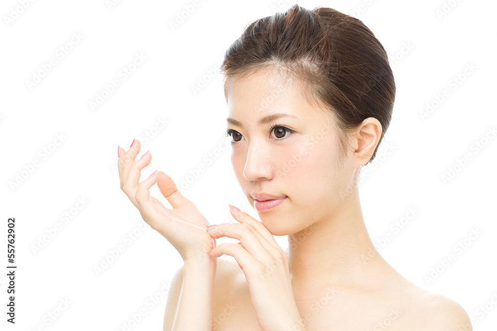 Beautiful asian woman isolated on white background