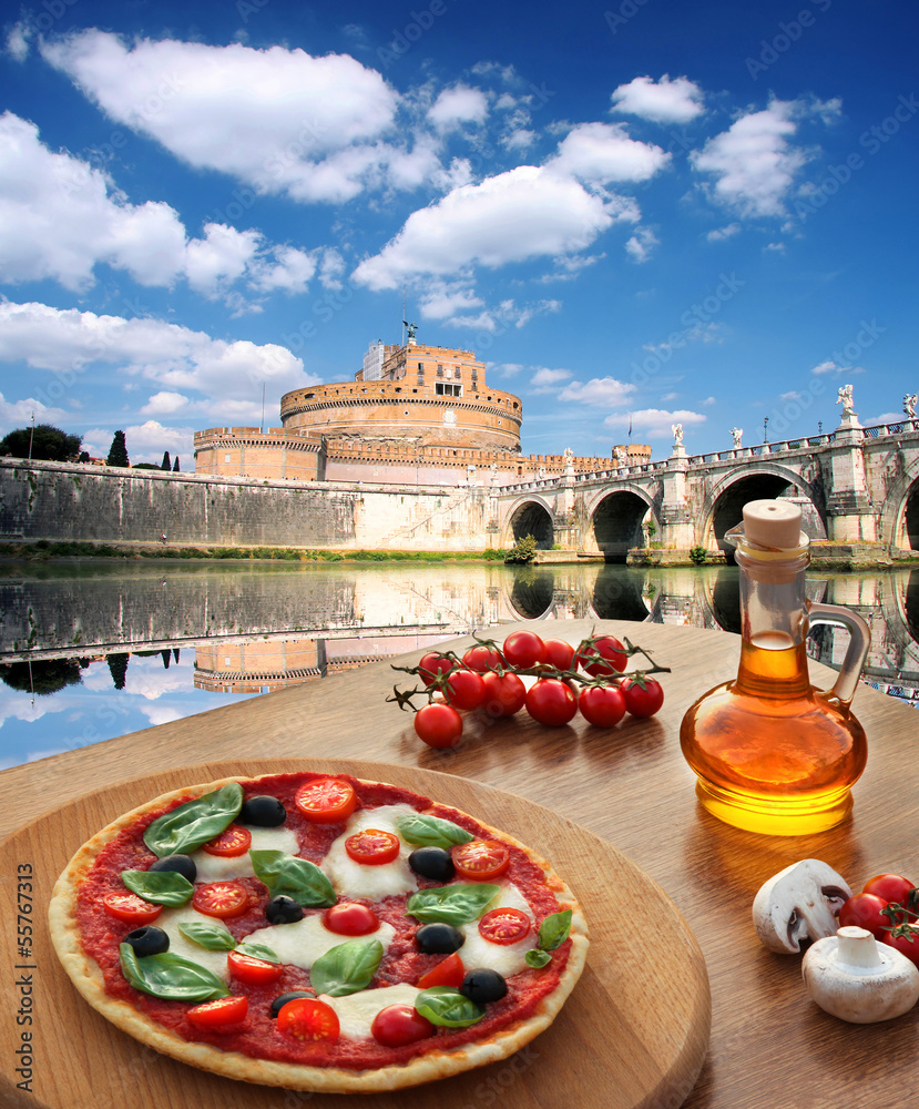 Fototapeta premium Rome with Italian pizza, Italy
