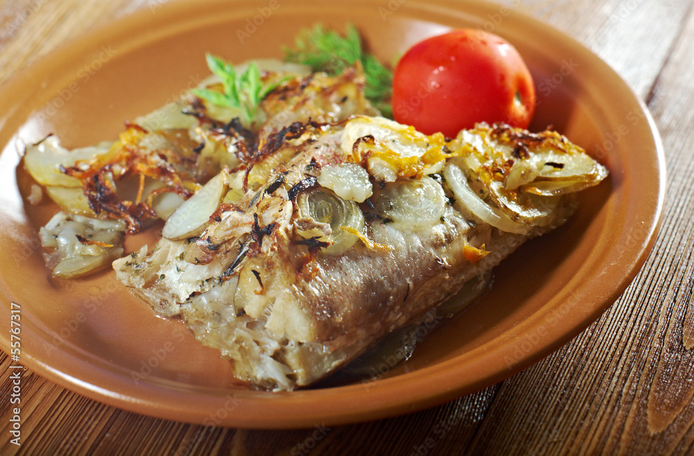 baked .perch with potatoe baked .perch with potatoe