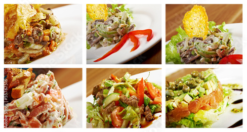 Food set of different Salad.