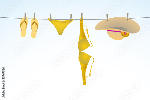 Swimsuit on a clothesline