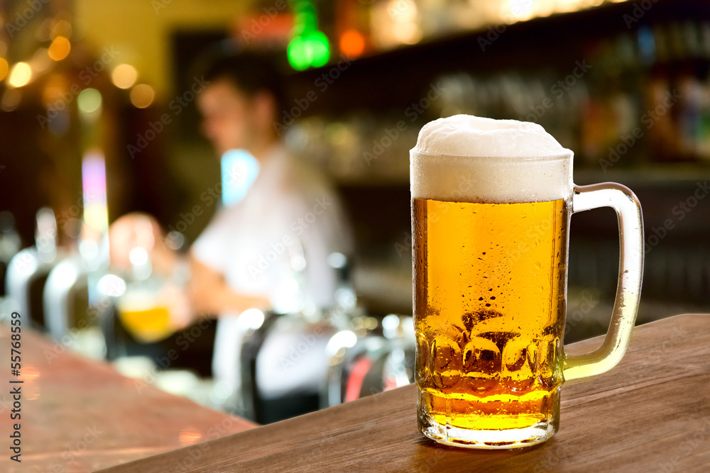 beer glass in a restaurant