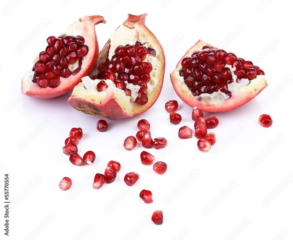 Broken pomegranate segment isolated Broken pomegranate segment isolated