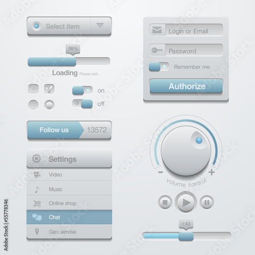User interface design elements template kit. For Adaptive apps
