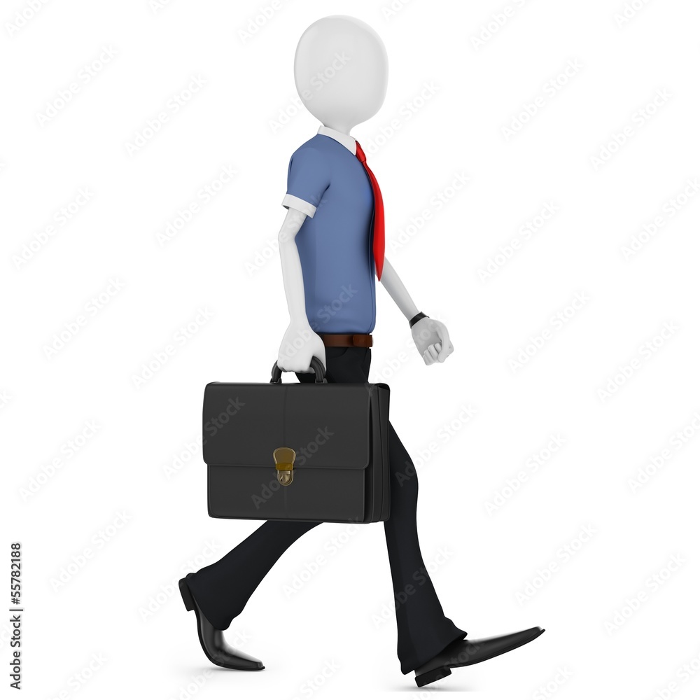 3d man walking with briefcase 3d man walking with briefcase