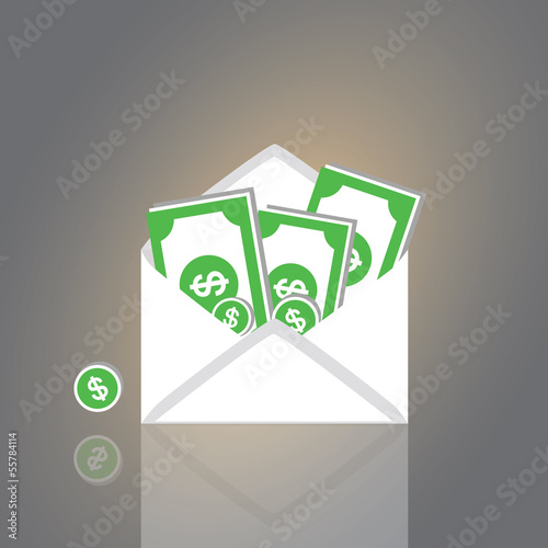 Dollars in an envelope