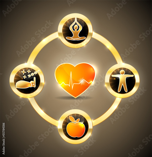 Health wheel Healthy food fitness healhy food good sleep relax