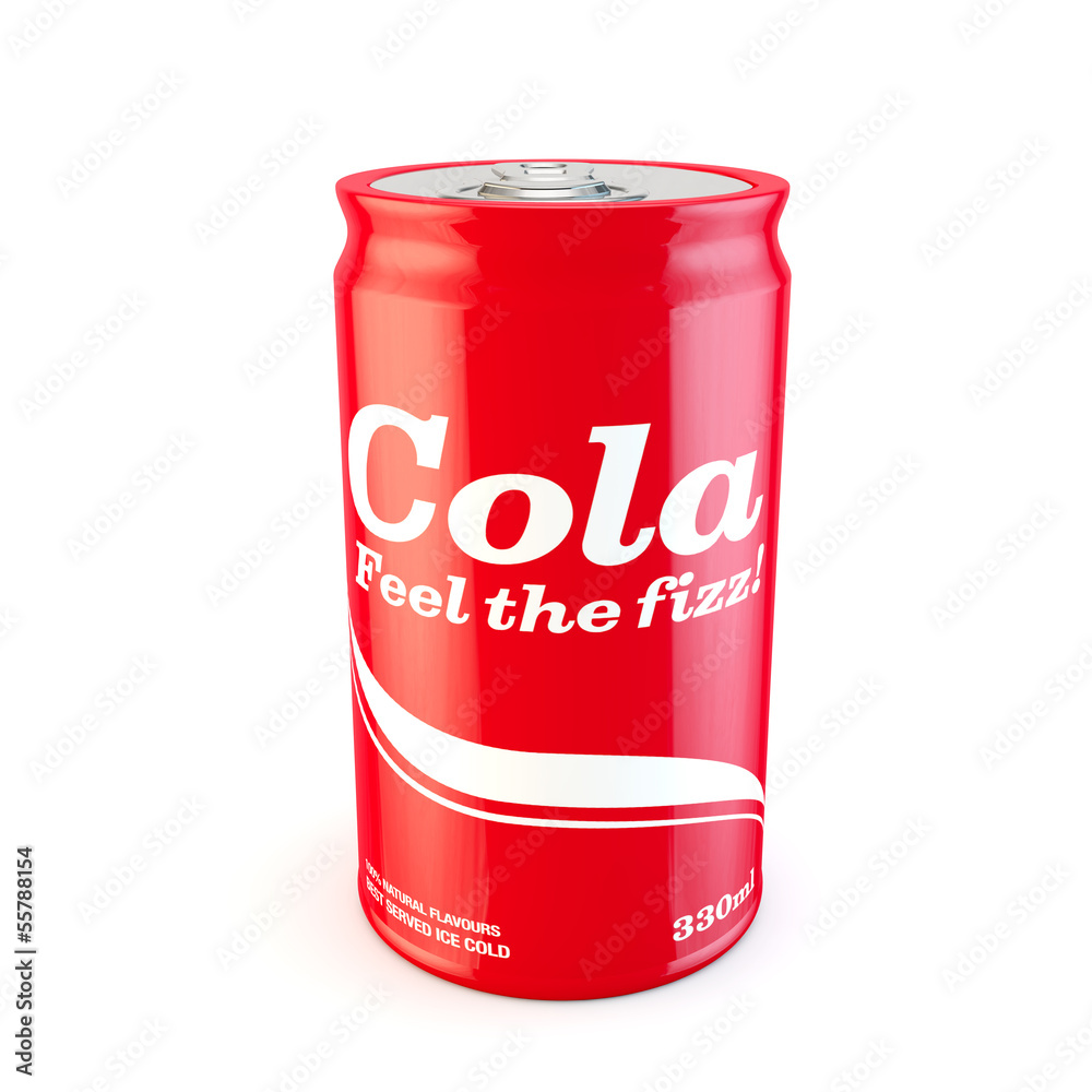 single can of fizzy soda cola with original design single can of fizzy soda cola with original design