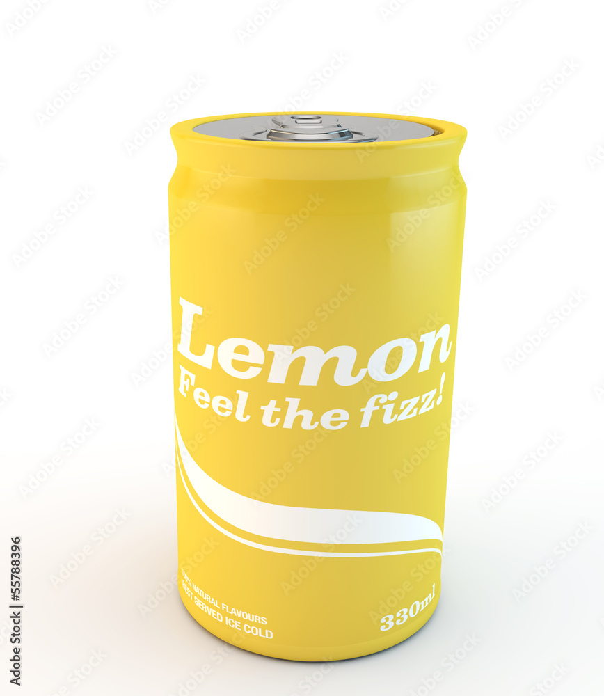 single can of fizzy soda lemon or lemonade with original design single can of fizzy soda lemon or lemonade with original design