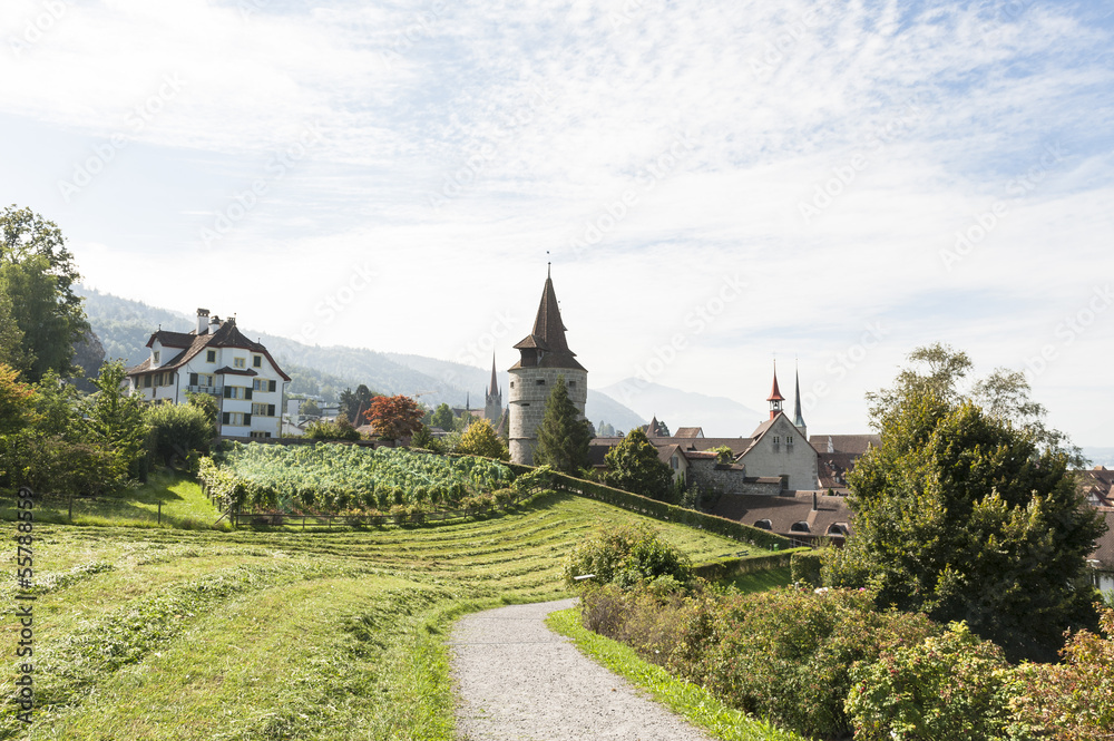 Zug, Altstadt, Spazierweg, Guggis mit Aussicht, Schweiz Zug, Altstadt, Spazierweg, Guggis mit Aussicht, Schweiz