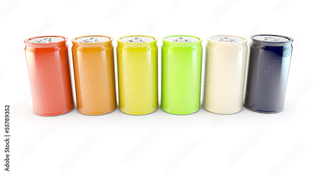 row of different colours or flavours of fizzy soda drink row of different colours or flavours of fizzy soda drink
