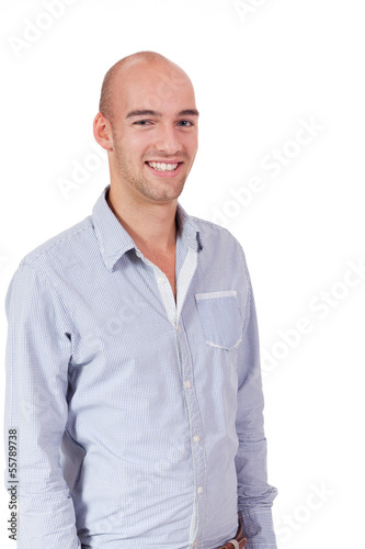 erfolgreicher lachender geschäftsmann mit blauem hemd © juniart