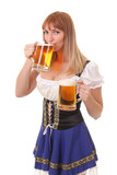 Pretty girl drinking beer