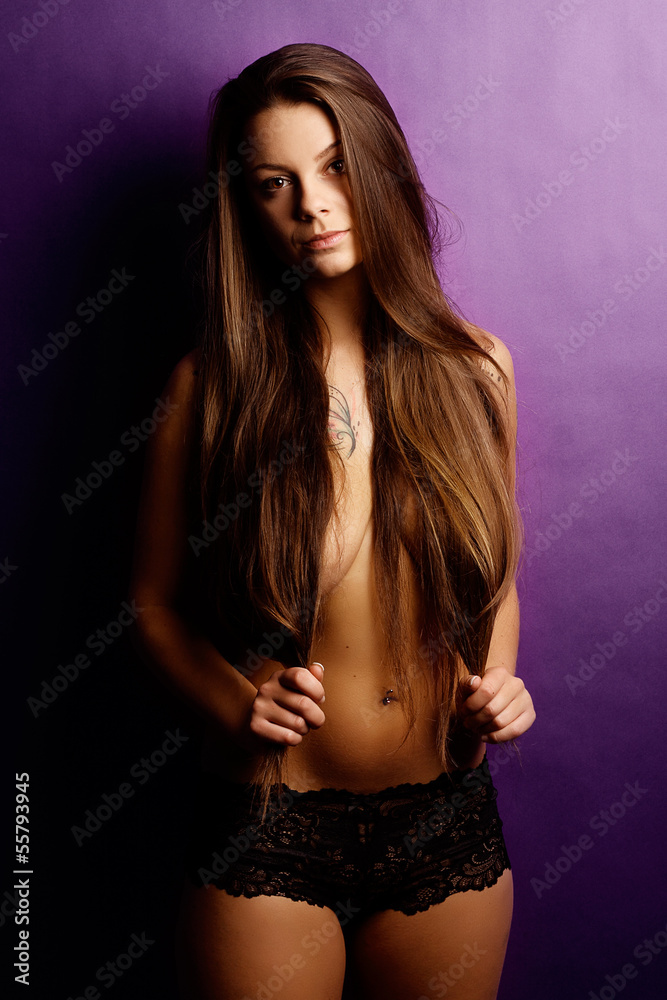 Beautiful brunette in a studio