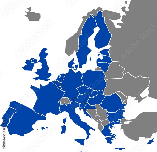 Map of Europe with marked EU members