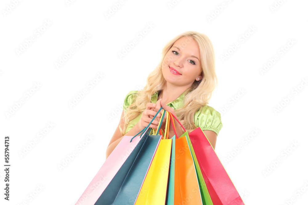 Shopping young woman with bags