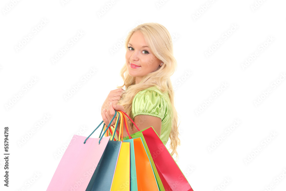 Shopping young woman with bags
