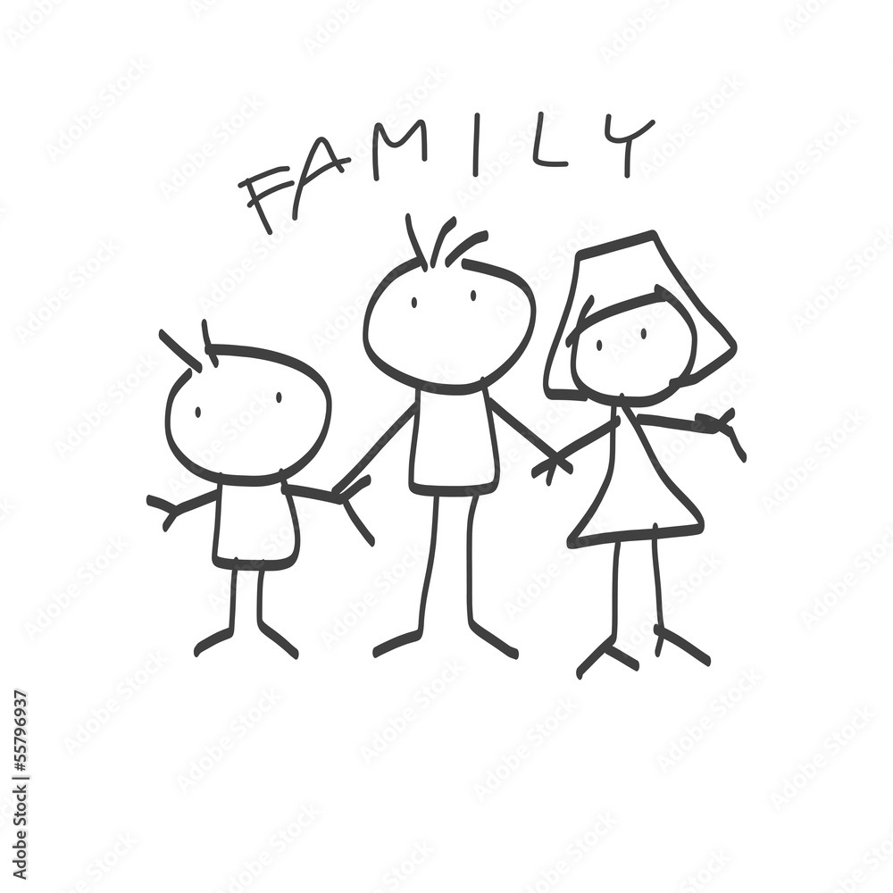 hand drawing cartoon happy kids