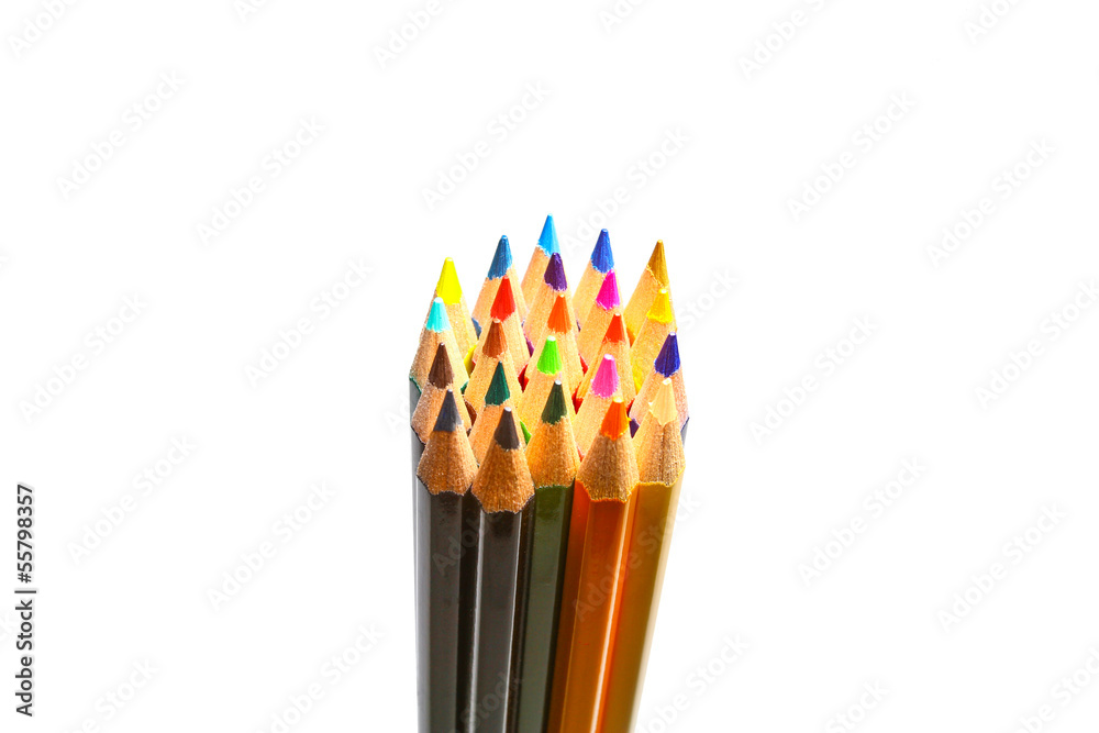 color pencils isolated on white background close up color pencils isolated on white background close up