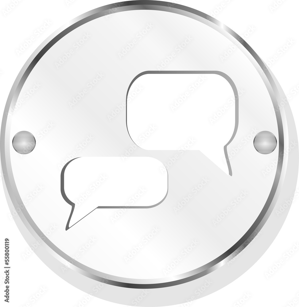 speech cloud on metal icon button