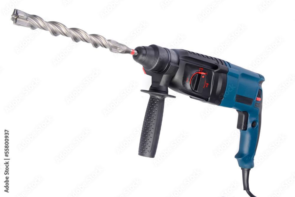 Electric drilling machine on a white background Electric drilling machine on a white background