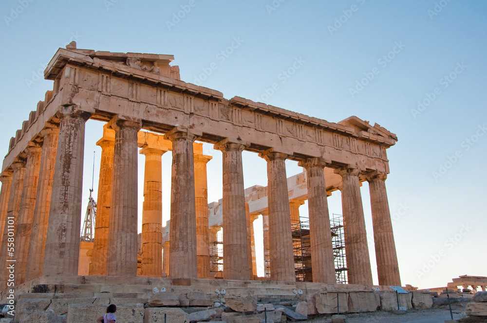 The Parthenon on the Athenian Acropolis, Greece.
