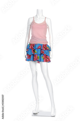 Full-length female fashion clothing on mannequin