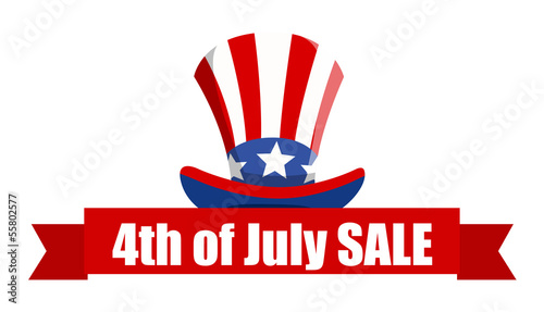 4th of july sale ribbon banner vector