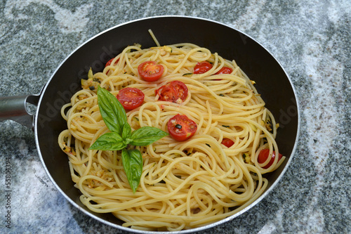 Spaghetti in der Pfanne