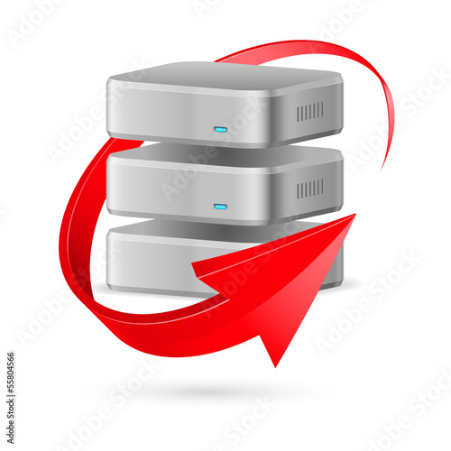 Database icon with update symbol.