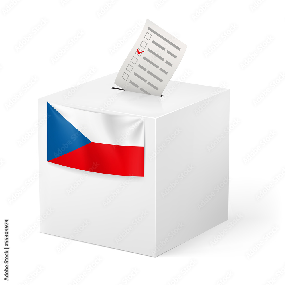 Ballot box with voicing paper. Czech Republic. Ballot box with voicing paper. Czech Republic.
