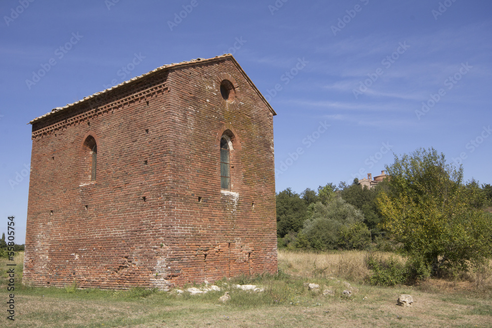 Tuscany land with little church