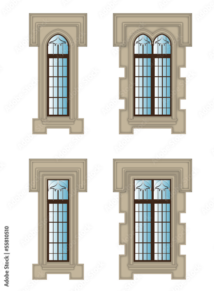 Gothic windows set