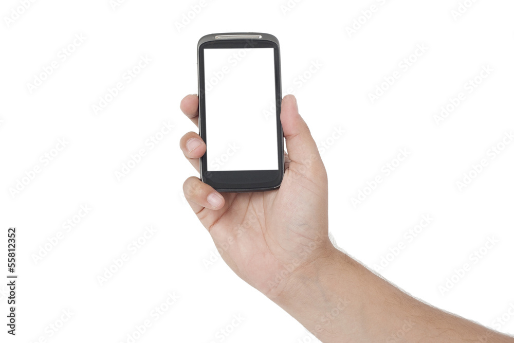 Holding a White screen smart phone