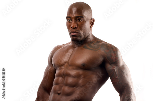 Strong bodybuilder man with perfect abs,biceps, chest