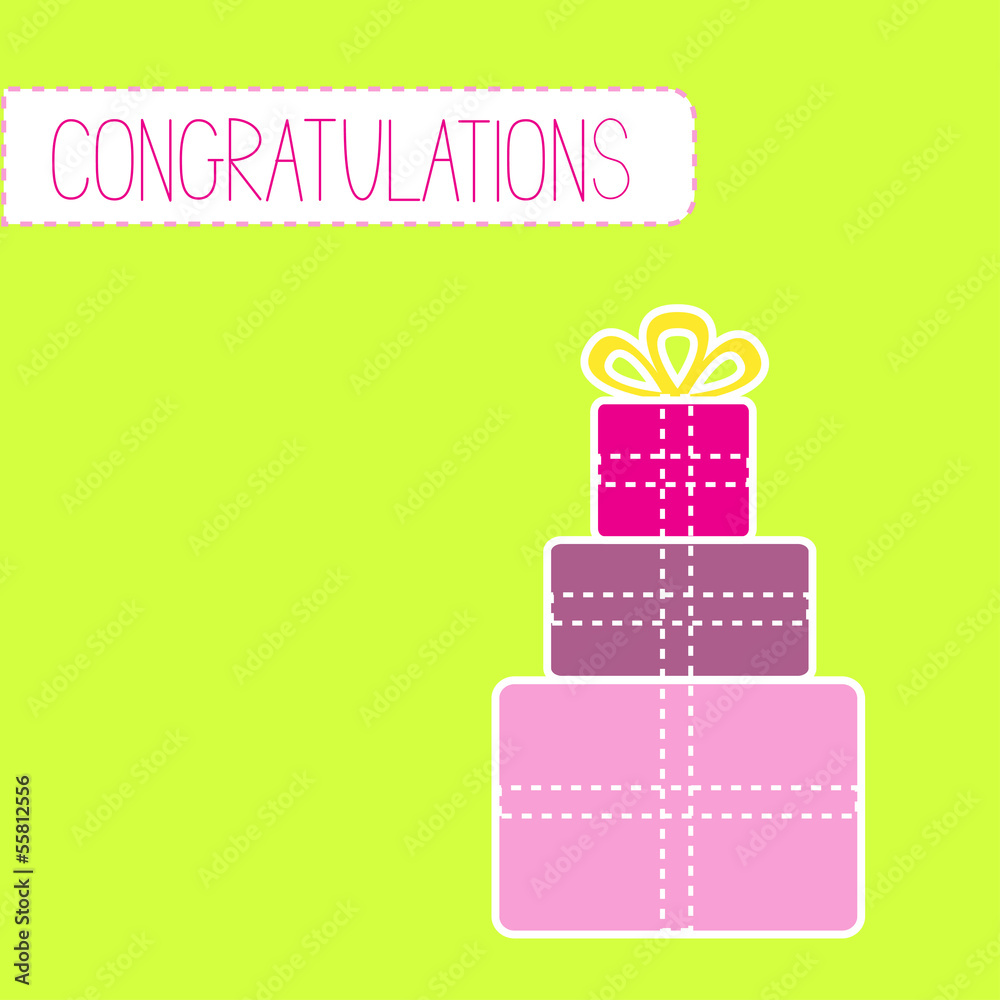 Congratulations card with gift boxes Congratulations card with gift boxes