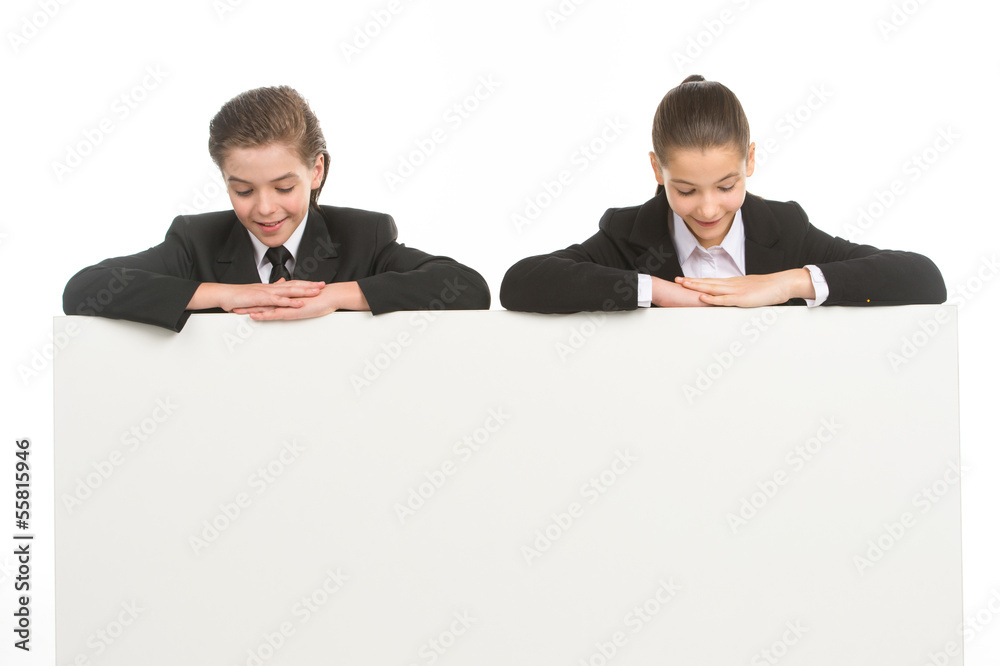 Little business kids. Cheerful little kids in formalwear looking Little business kids. Cheerful little kids in formalwear looking