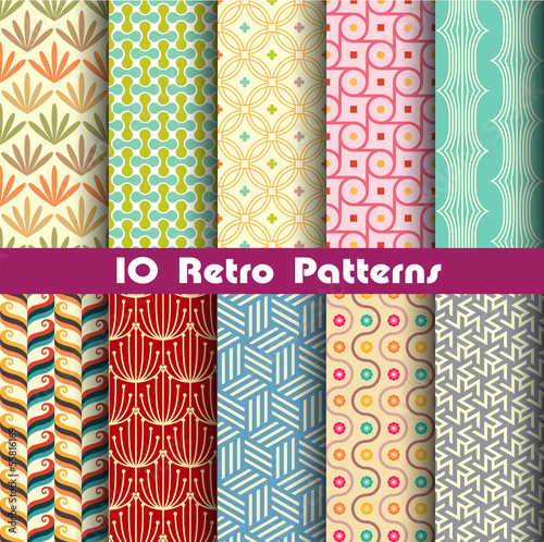retro seamless patterns collection
