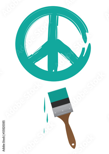 Paintbrush painting green peace sign