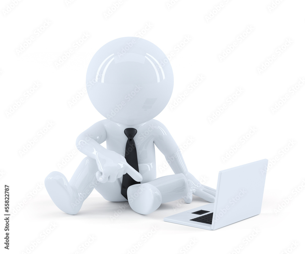 Business man sitting and using a laptop. Business man sitting and using a laptop.