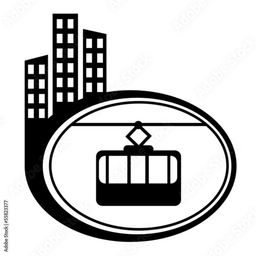 Cable way funicular Vector icon isolated