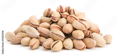 Heap of pistachio isolated on white background