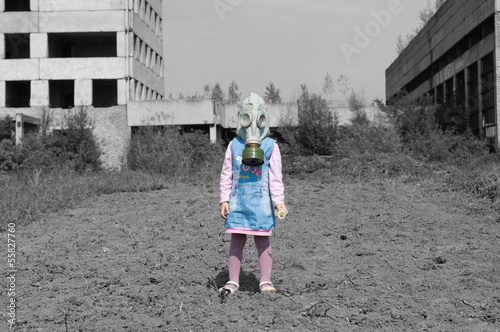child in gasmask