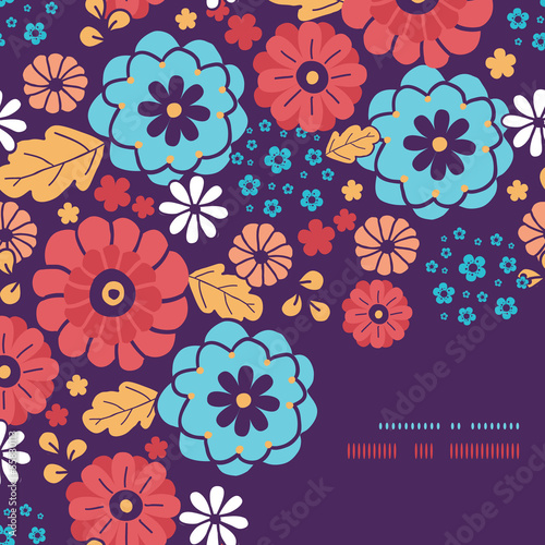Vector colorful bouquet flowers corner seamless pattern
