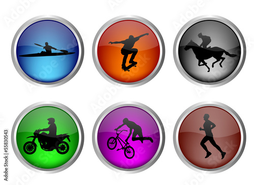 glossy sport buttons set - vector