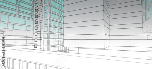 Sketch of the business center. From drawing to implementation.