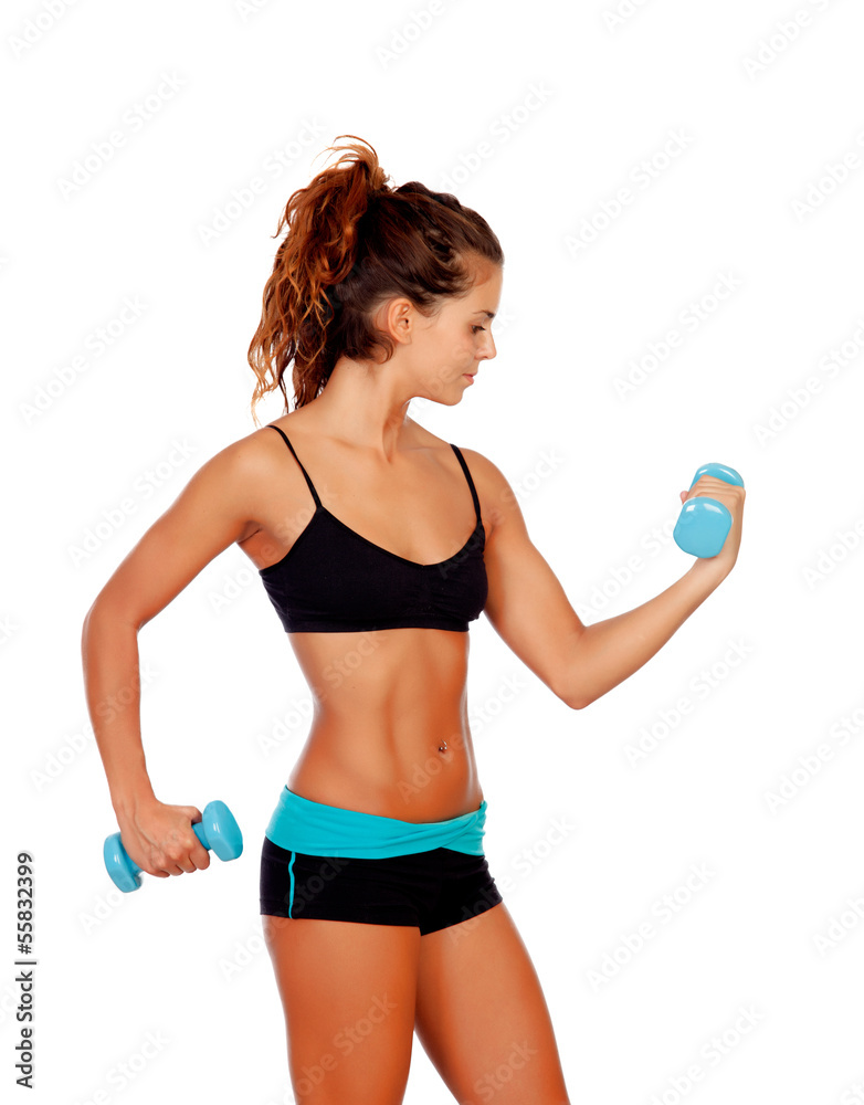 Beautiful woman do toning exercises with dumbbells Beautiful woman do toning exercises with dumbbells