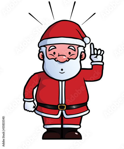 Santa Claus having an idea and sticking his finger up.