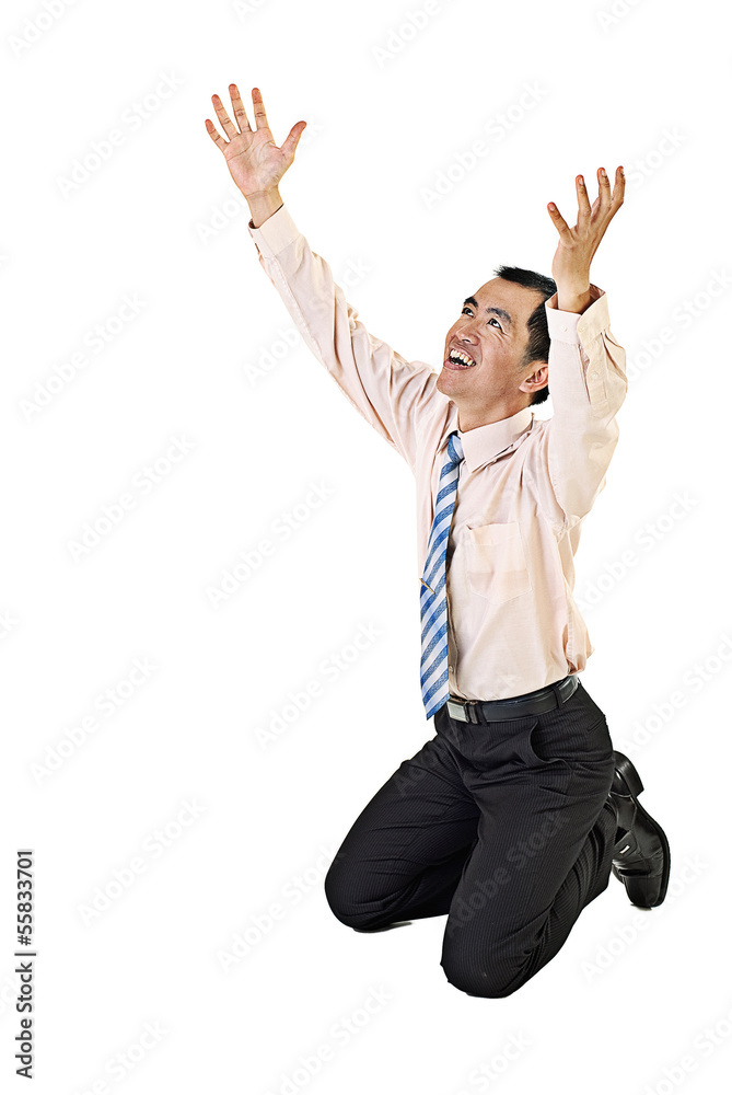 Asian business man kneel Asian business man kneel