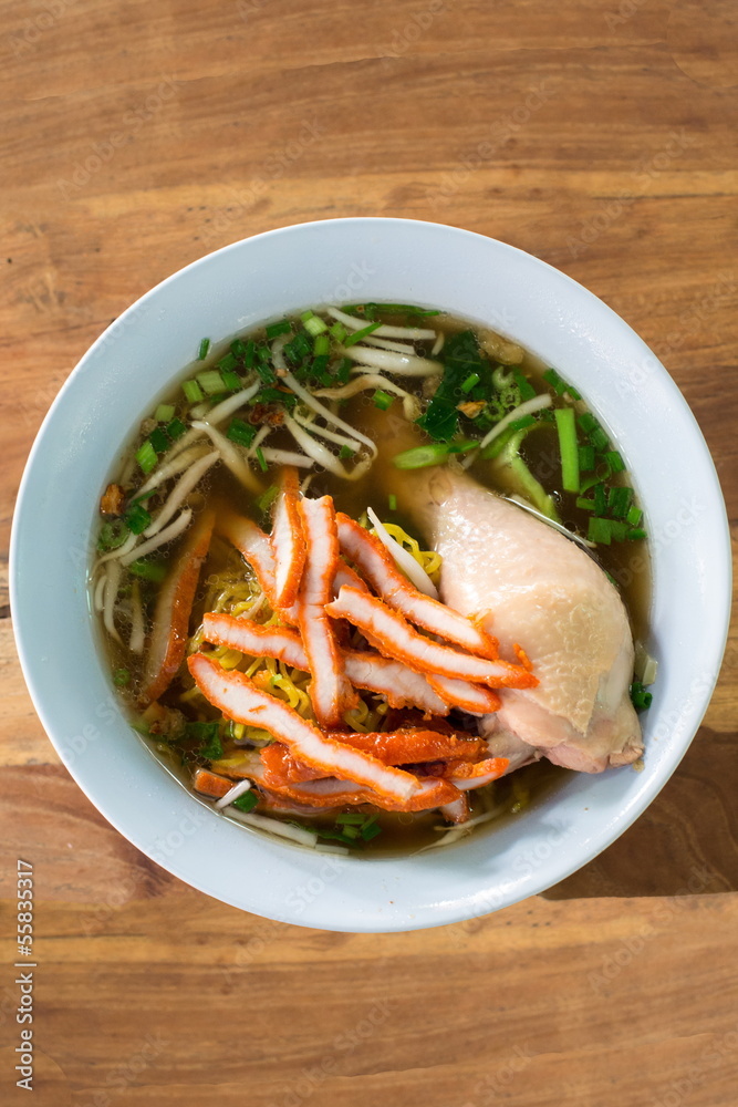 noodles with red porkl and chicken noodles with red porkl and chicken